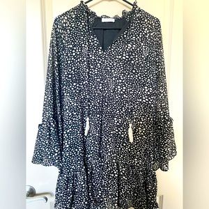 Vestique black mini dress. Perfect for fall family photos!